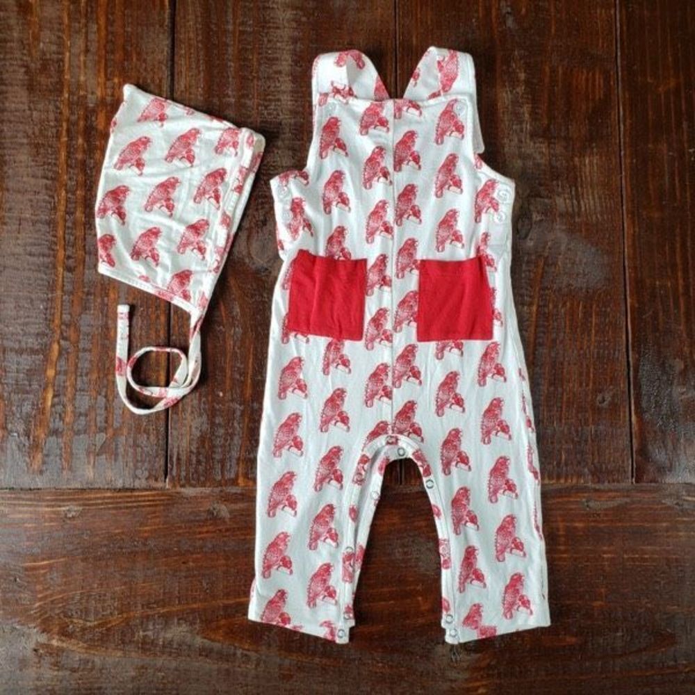 Kate Quinn Button Overall, 12-18 months, Red Parrot